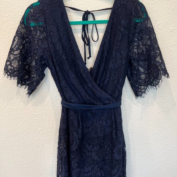 Blue Lace Romper, Size Medium - Picture 6 of 7
